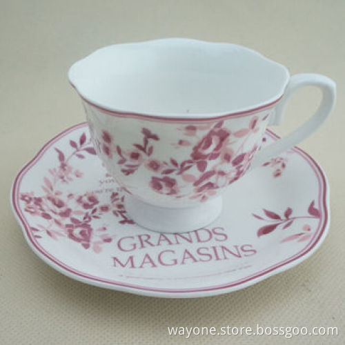 6-set 90cc Coffee Cup Saucer Set in Printed Gift Box, Red Design, Ideal for Gifts and Promotion
